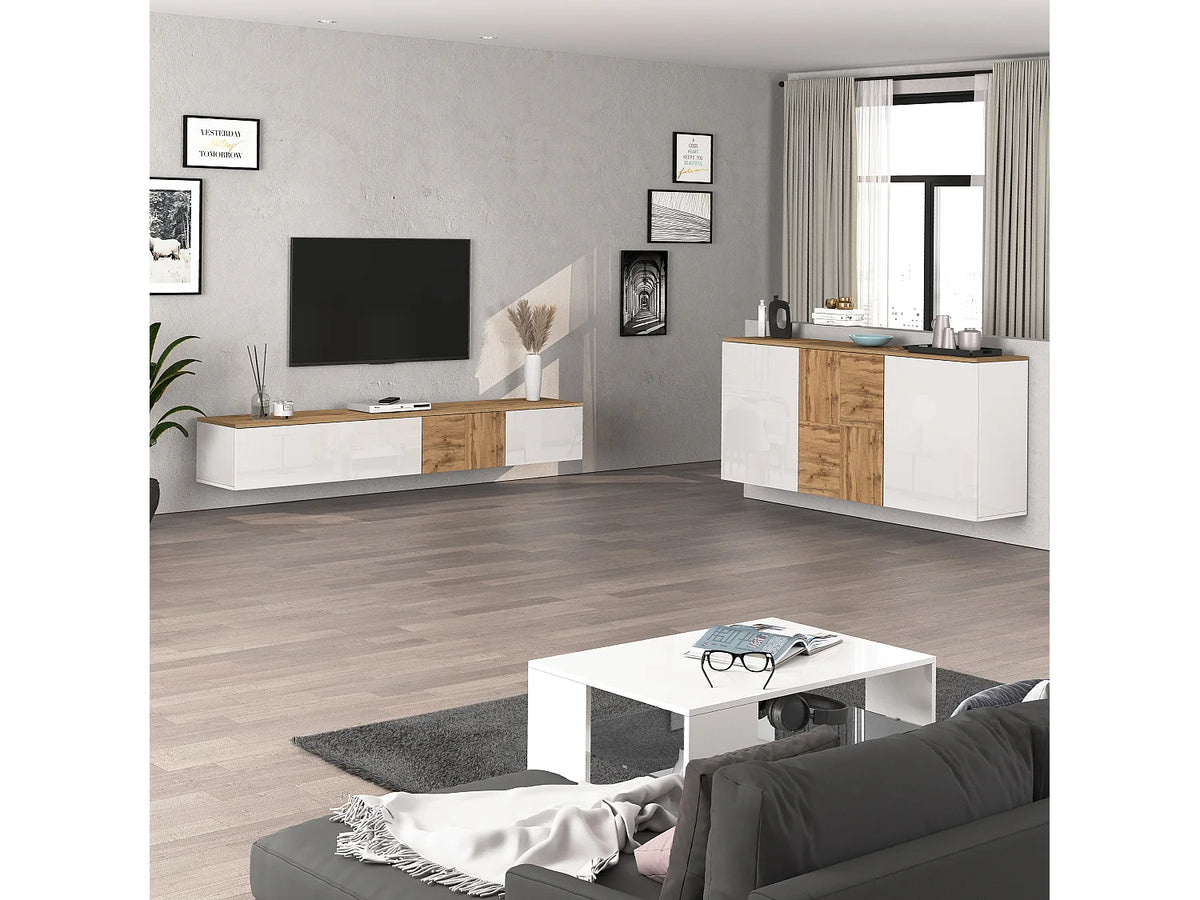 Meuble TV Suspendu Blanc - WHOUS - HOME FURNISHING ITALY vue 10