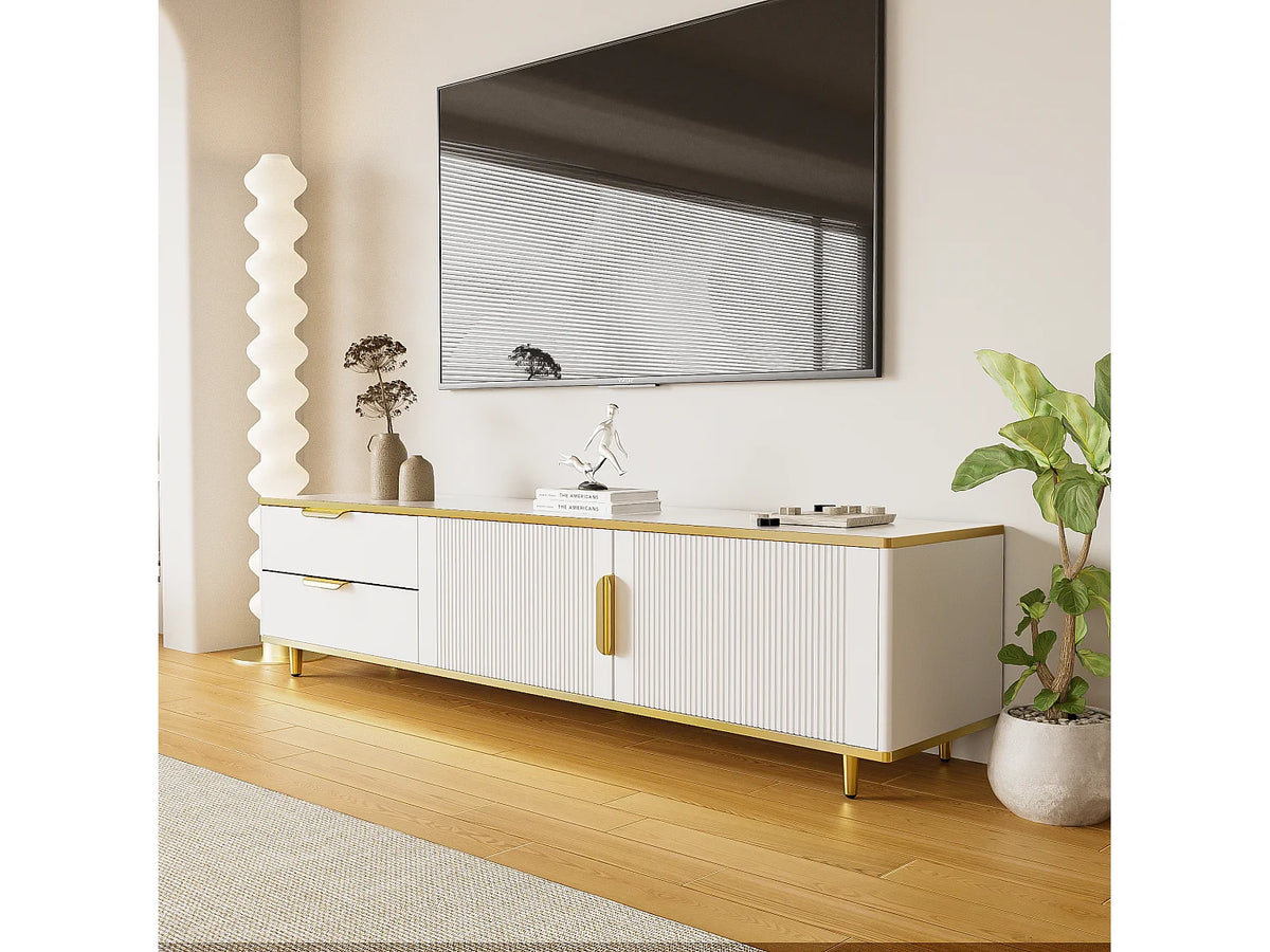 Meuble TV en Bois Blanc 170 cm 2 Portes - HAUSS SPOLE vue 2
