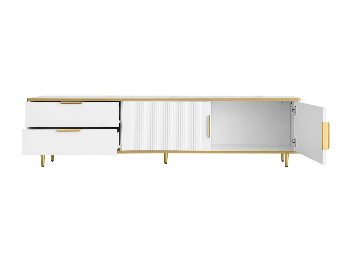 Meuble TV en Bois Blanc 170 cm 2 Portes - HAUSS SPOLE vue 3