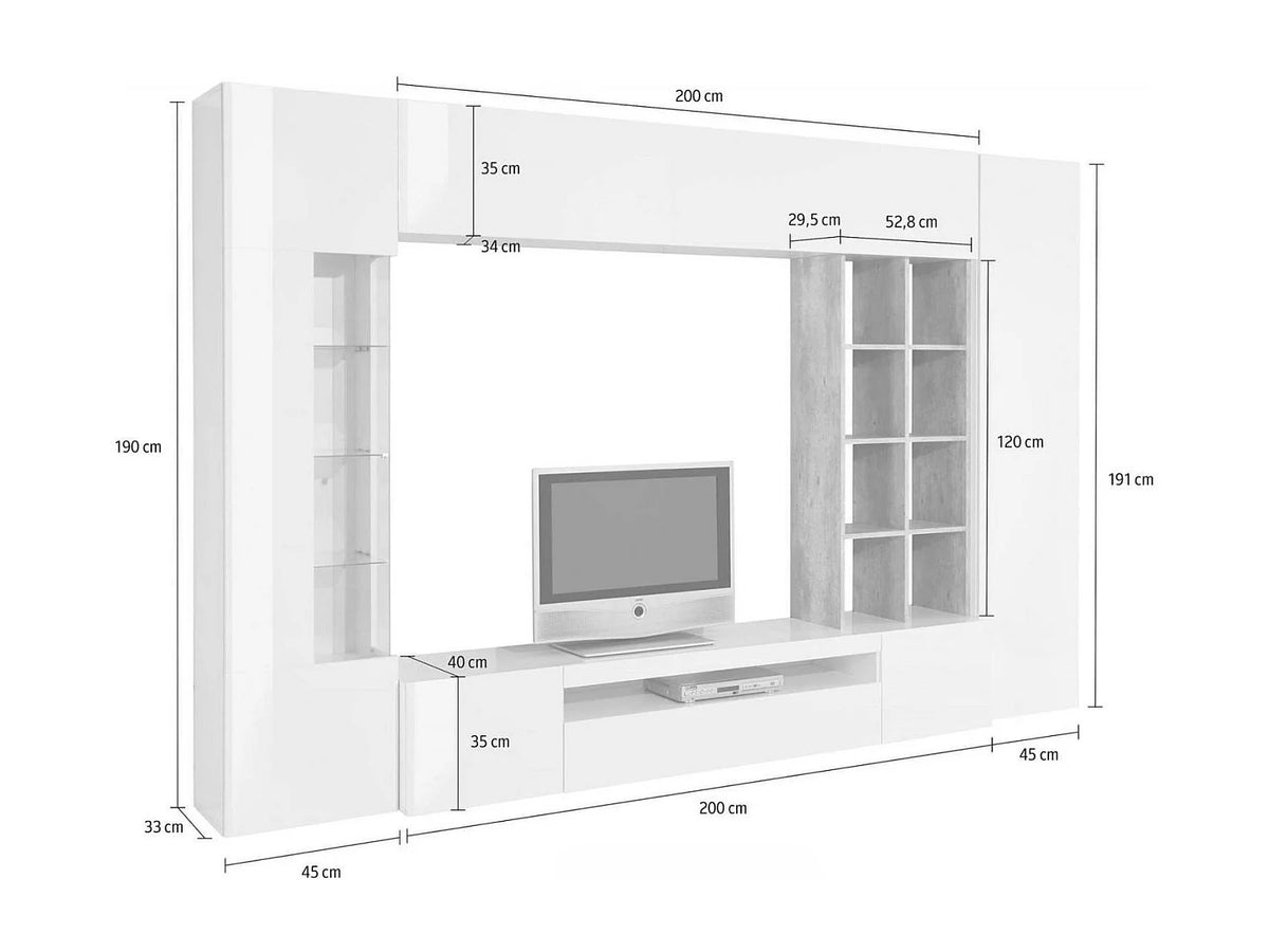 Meuble TV Suspendu en Bois 290 cm - DMORA vue 3