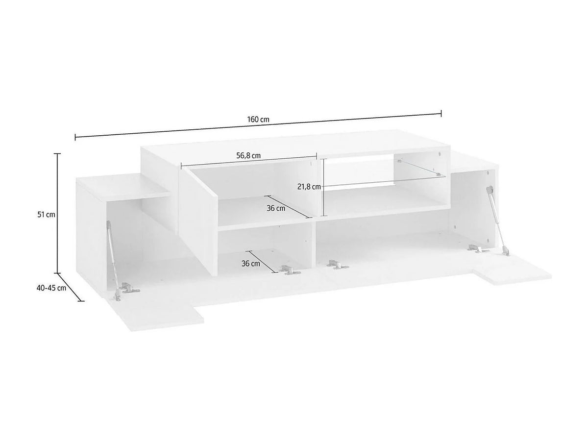 Meuble TV en Bois Blanc 160 cm - DMORA vue 3