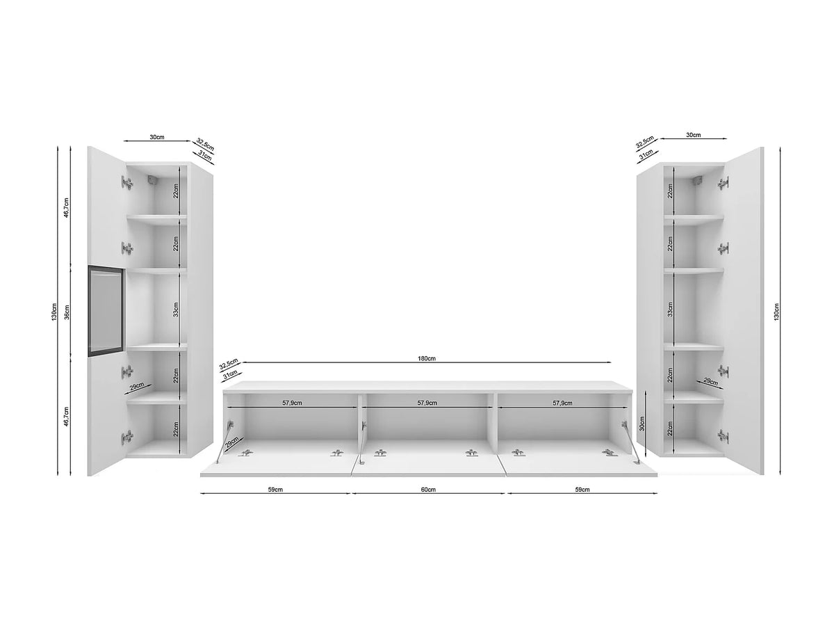 Meuble TV Suspendu Noir 240 cm - LAUREN MEBLE BE vue 5