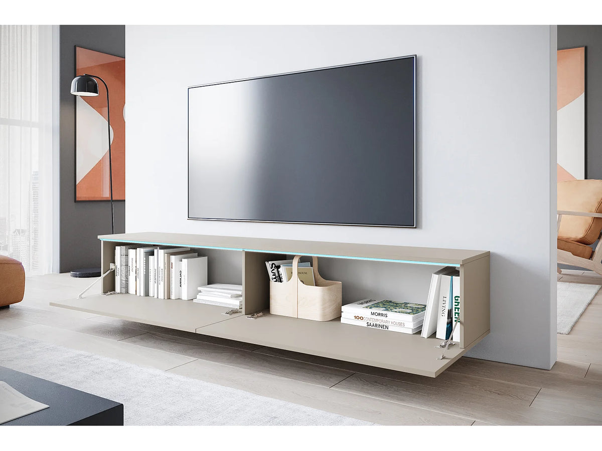 Meuble TV Suspendu en Bois 180 cm 2 Portes - LAUREN MEBLE BE vue 4