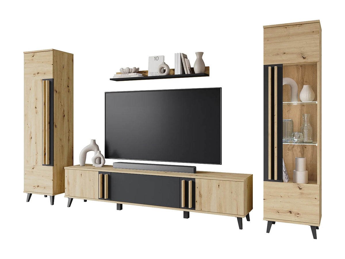 Meuble TV Suspendu Noir 260 cm - LAUREN MEBLE BE