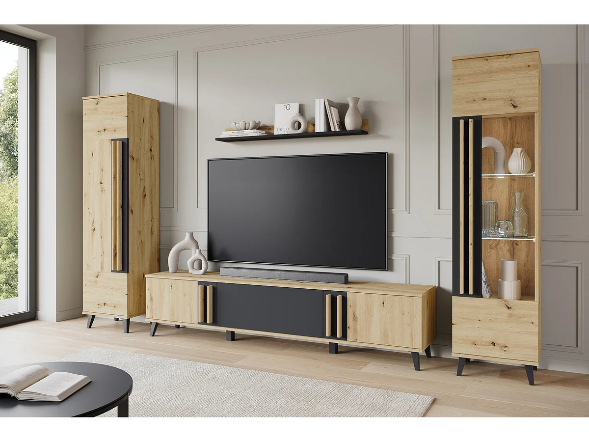 Meuble TV Suspendu Noir 260 cm - LAUREN MEBLE BE vue 2