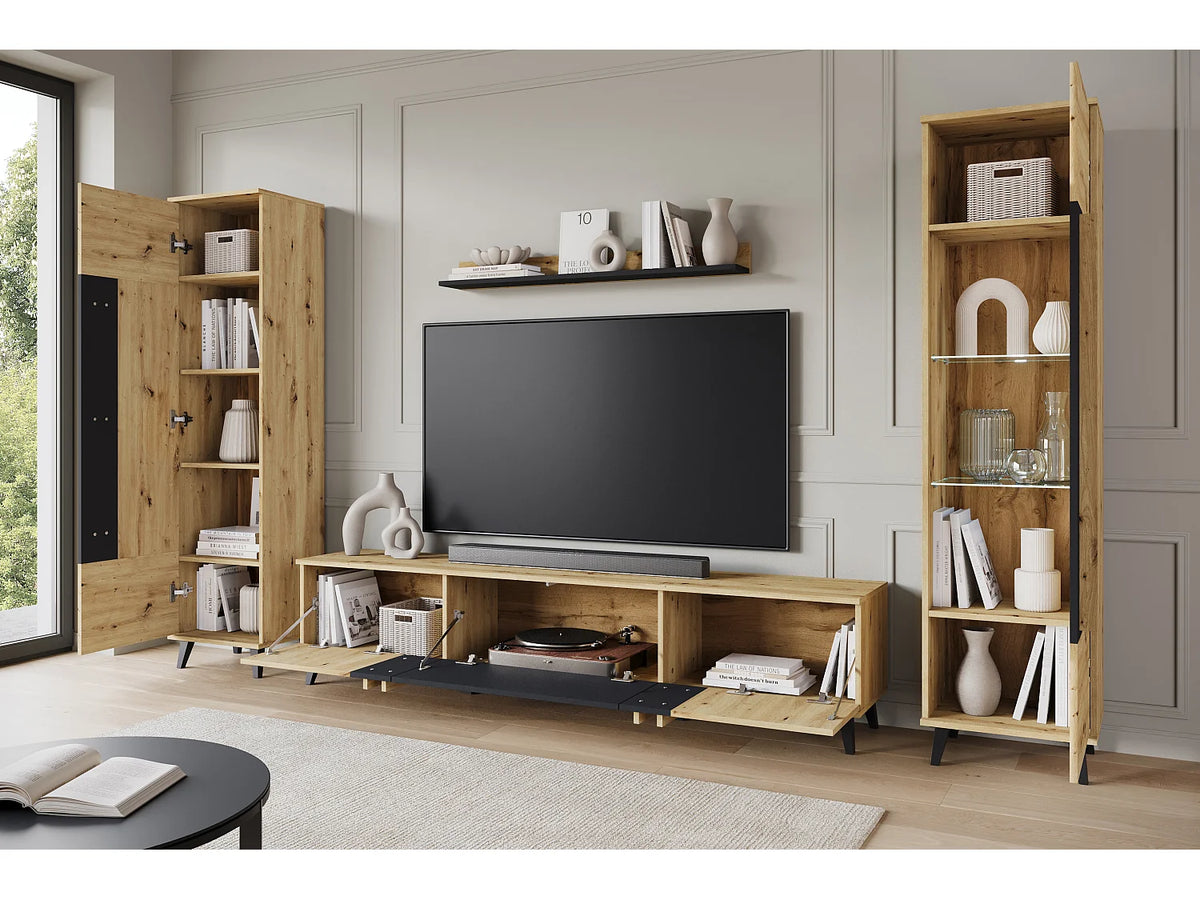 Meuble TV Suspendu Noir 260 cm - LAUREN MEBLE BE vue 3