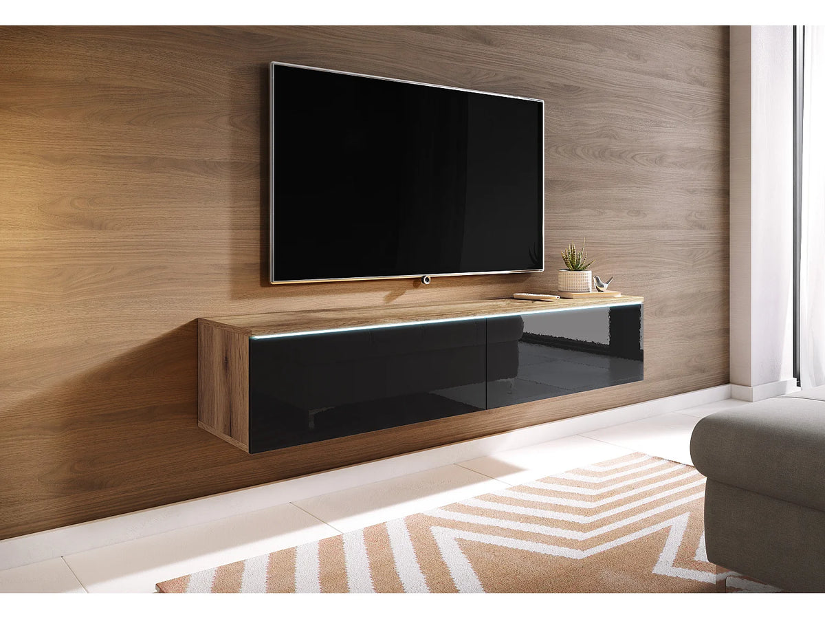 Meuble TV Suspendu Noir 140 cm - LAUREN MEBLE BE vue 2