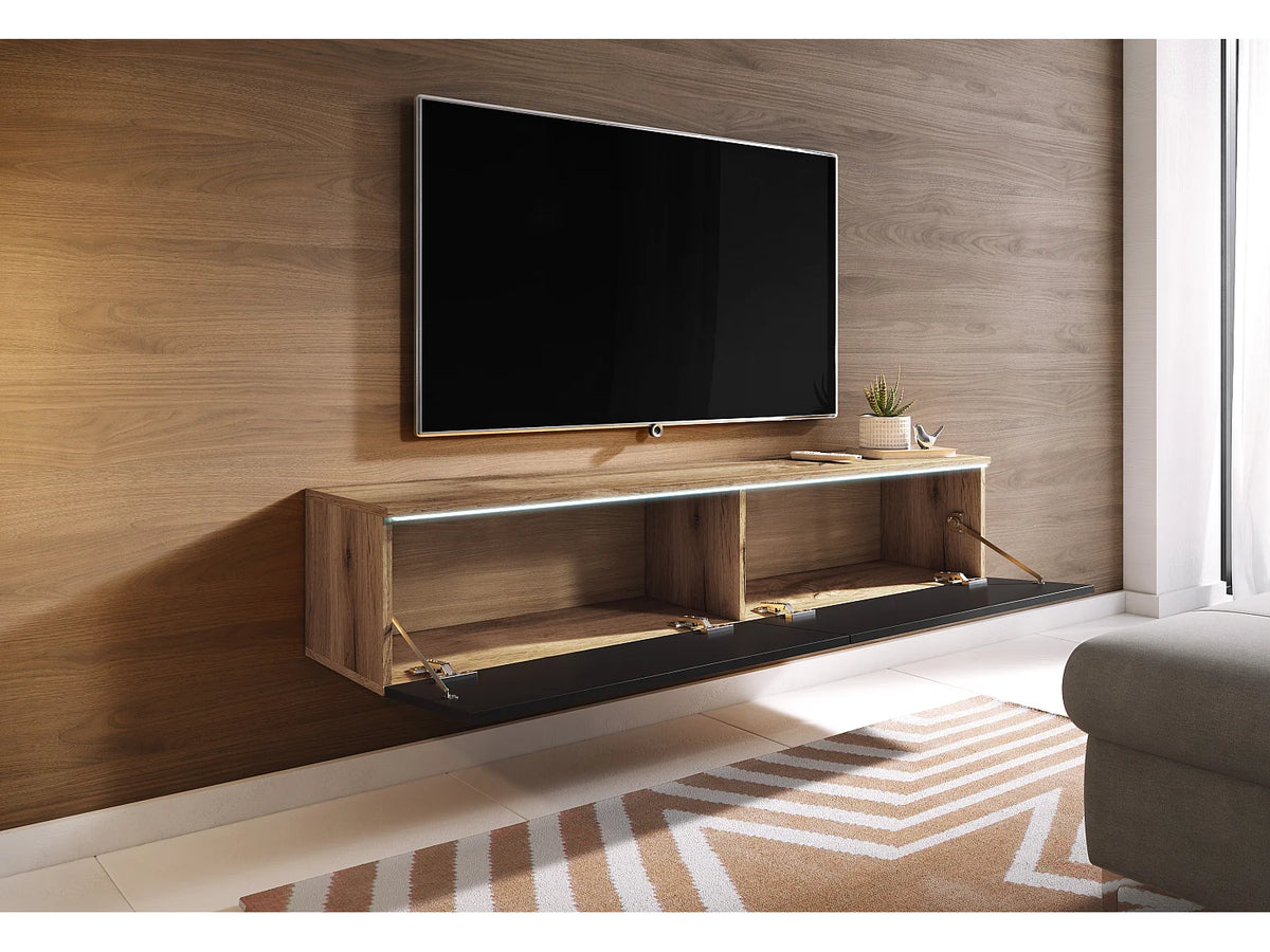 Meuble TV Suspendu Noir 140 cm - LAUREN MEBLE BE vue 3