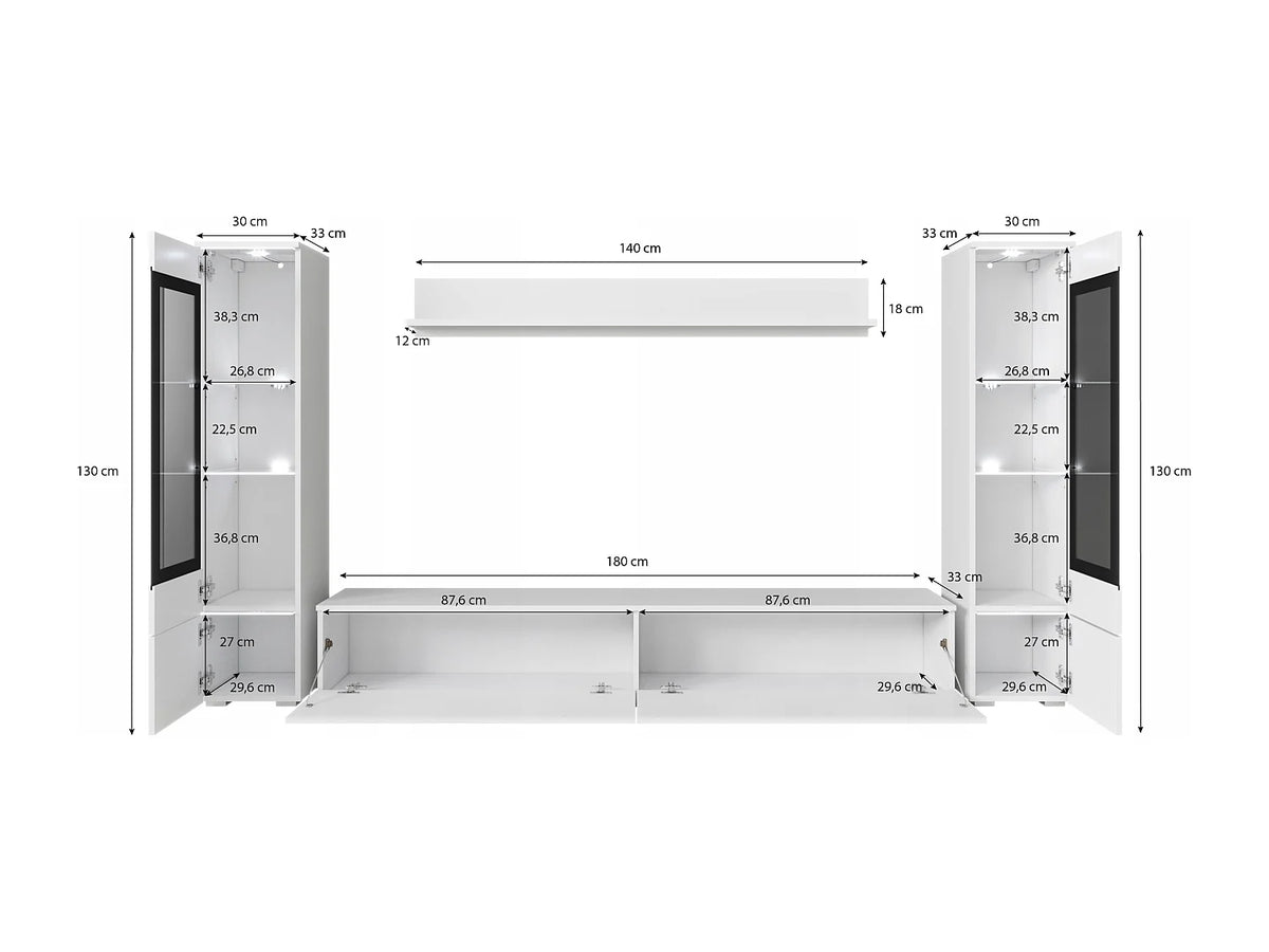 Meuble TV Suspendu Noir 240 cm Bois Clair - LAUREN MEBLE BE vue 6