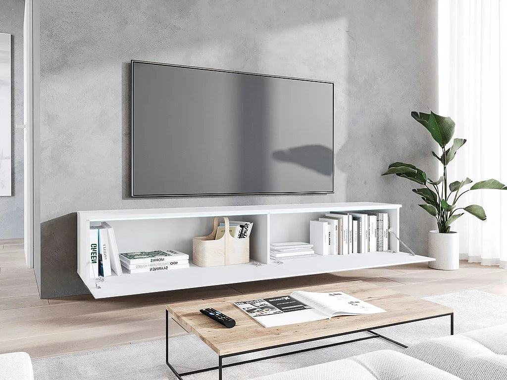 Meuble TV en Bois Blanc 180 cm - LAUREN MEBLE BE vue 4