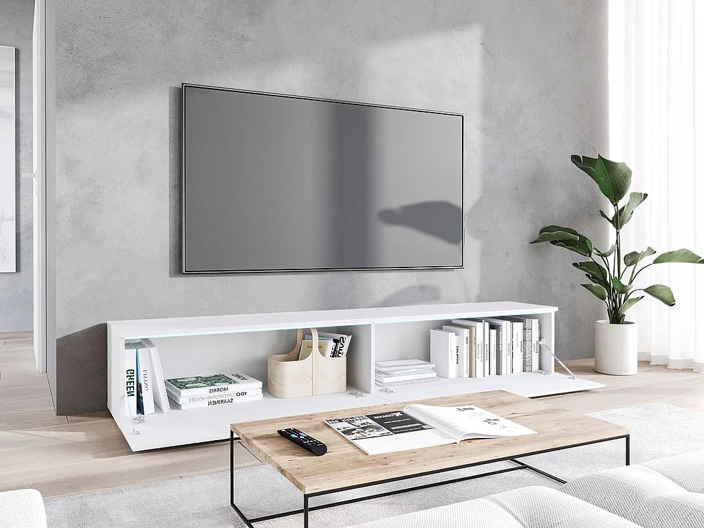 Meuble TV en Bois Blanc 180 cm - LAUREN MEBLE BE vue 5