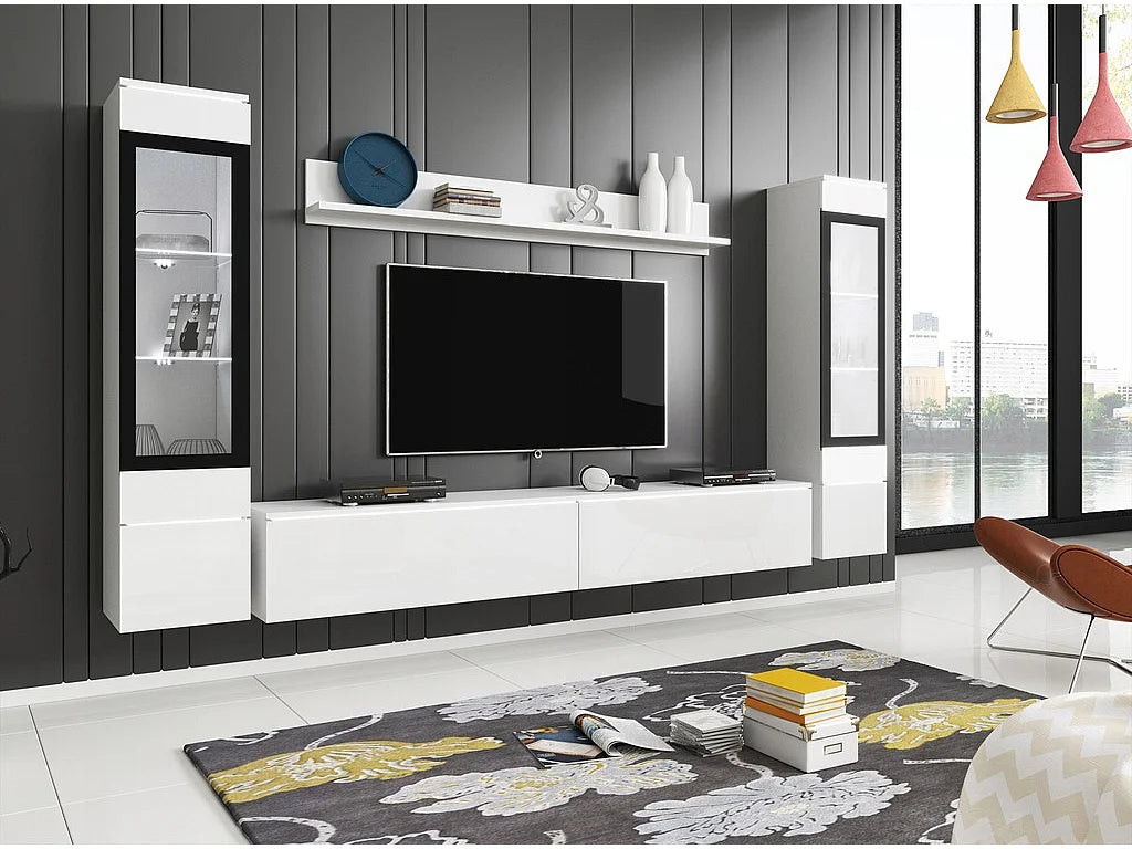 Meuble TV en Bois Blanc 240 cm Industriel - LAUREN MEBLE BE vue 4