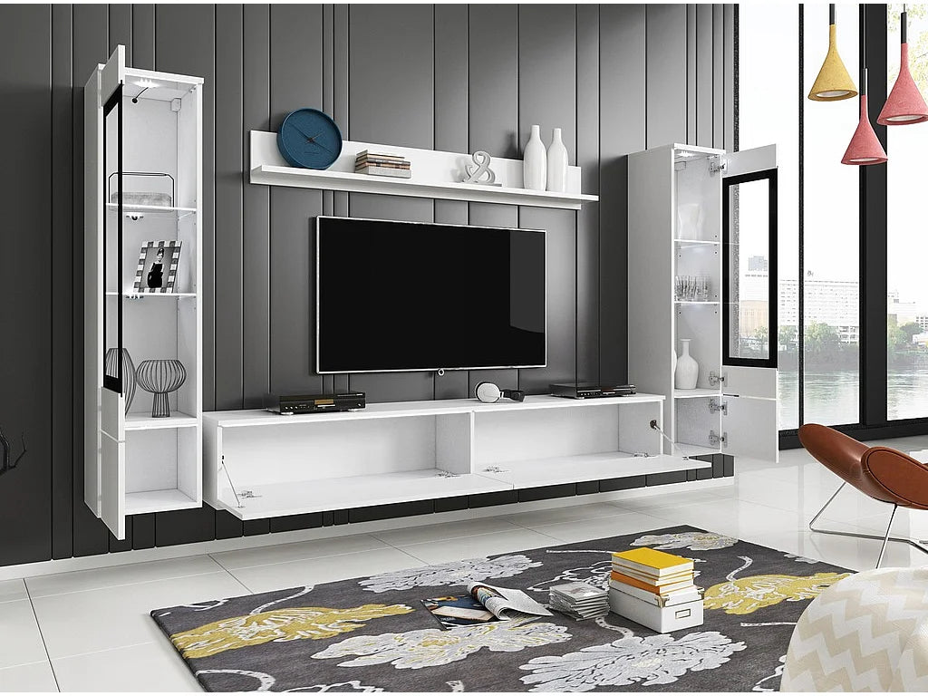 Meuble TV en Bois Blanc 240 cm Industriel - LAUREN MEBLE BE vue 5