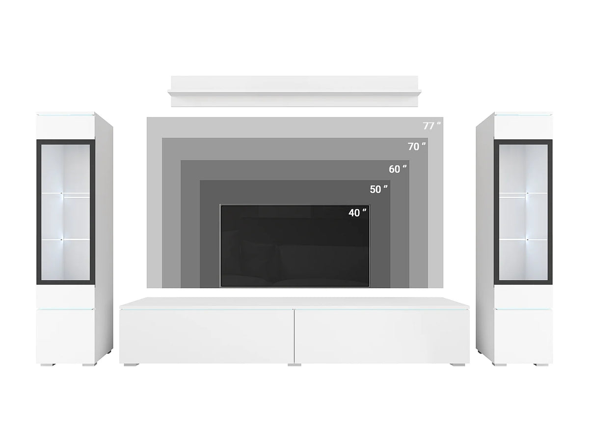 Meuble TV en Bois Blanc 240 cm Industriel - LAUREN MEBLE BE vue 7