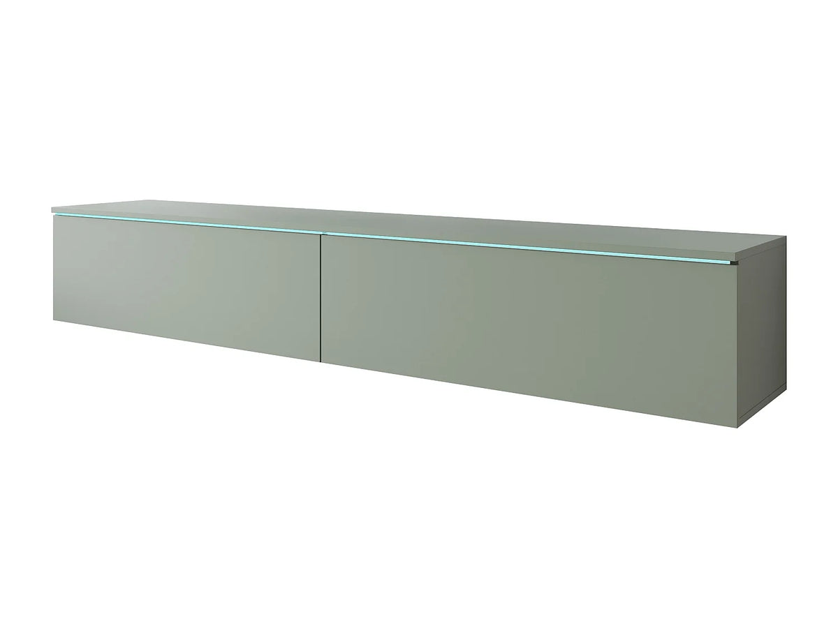 Meuble TV Suspendu en Bois 180 cm 2 Portes Vert - LAUREN MEBLE BE