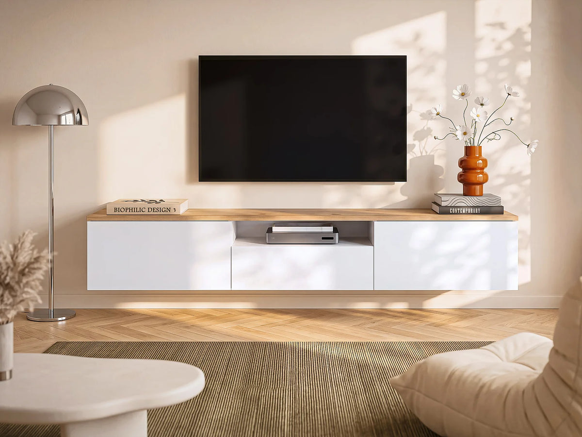 Meuble TV en Bois Blanc 180 cm - LOTULA