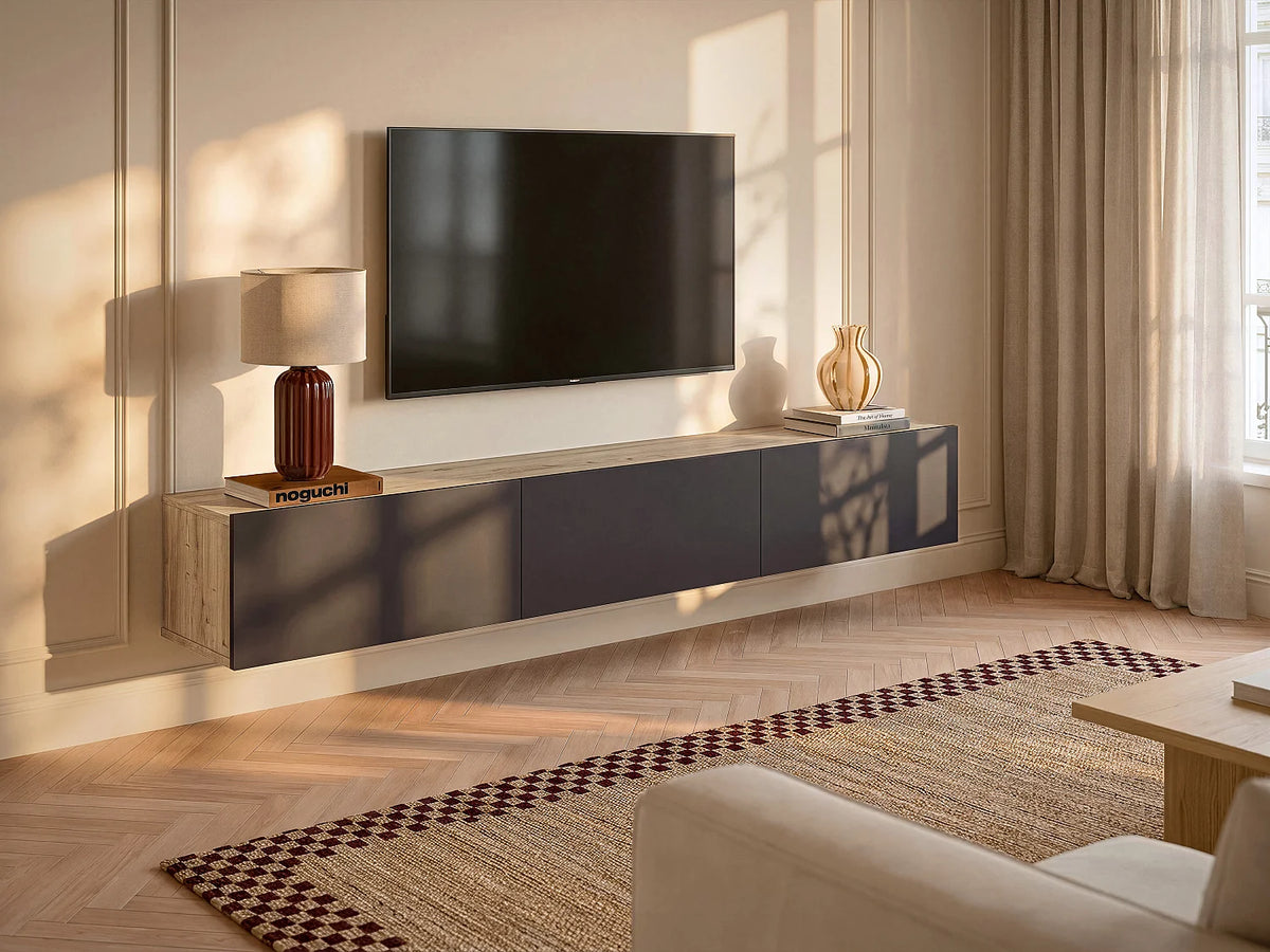 Meuble TV Suspendu en Bois 180 cm - VIKILA