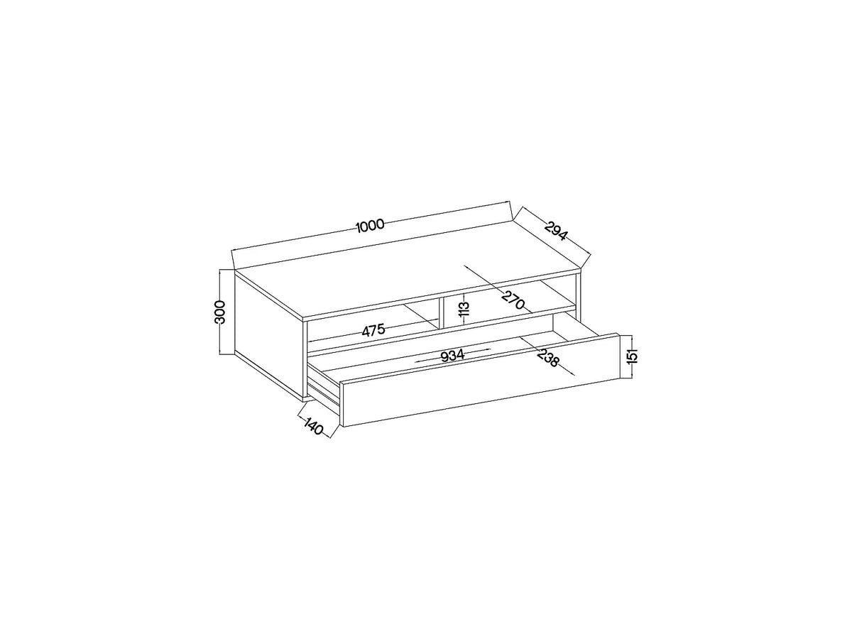 Meuble TV en Bois Blanc 31 cm - REDNAW vue 4