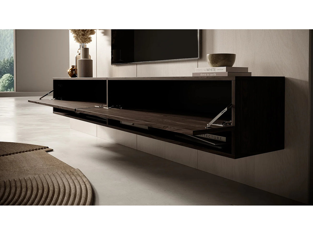 Meuble TV Effet Noyer 200 cm - MIRRGO vue 3