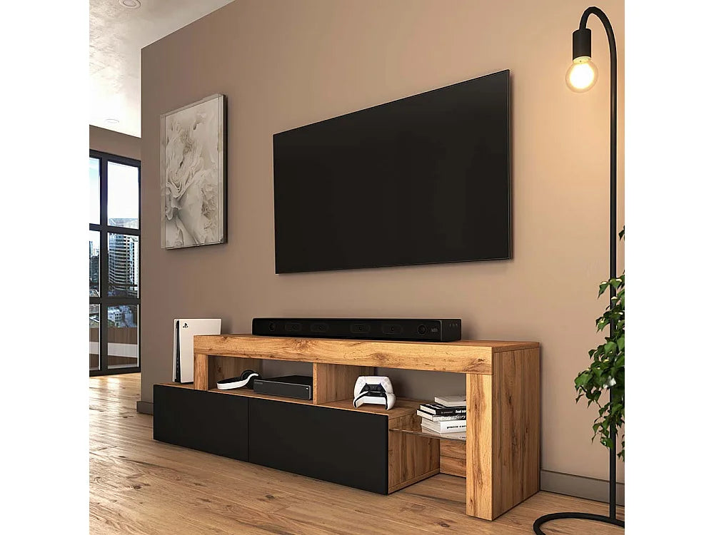 Meuble TV en Chêne Noir - ASTEN vue 2