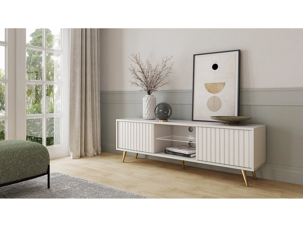 Meuble TV en Bois Blanc 135 cm - SELSEY vue 2