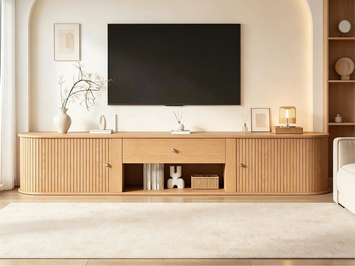 Meuble TV Bas en Bois 180 cm 2 Portes 1 Tiroir - MODERNLUXE