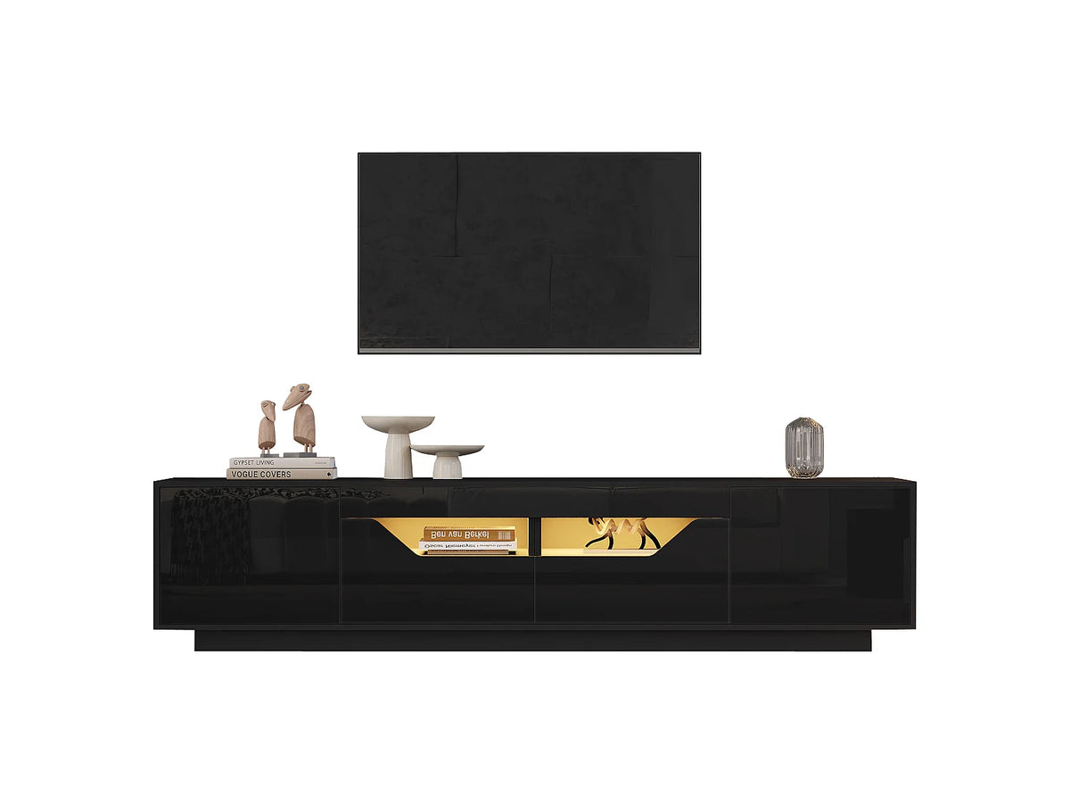 Meuble TV en Bois Noir 180 cm 2 Portes 2 Tiroirs - MODERNLUXE vue 5