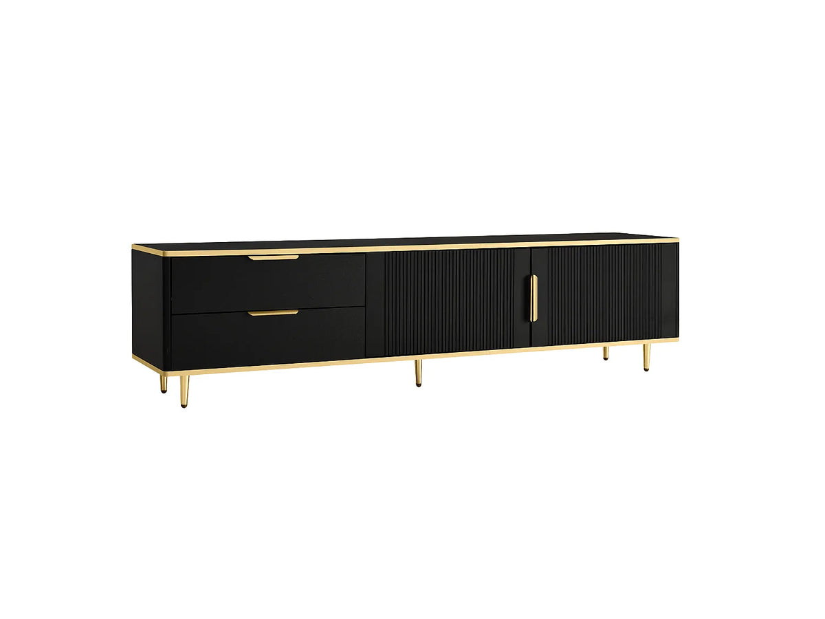 Meuble TV en Bois Noir 175 cm 2 Portes - MODERNLUXE vue 9
