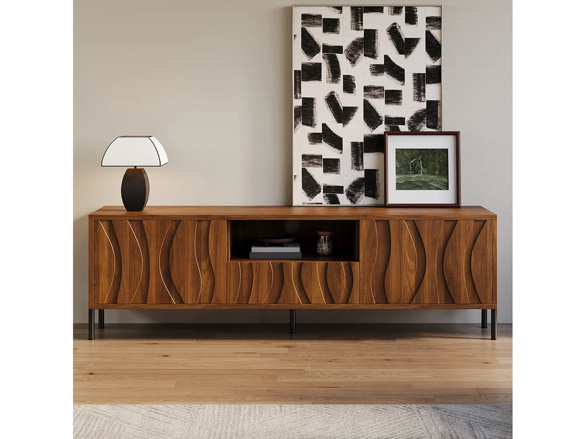 Meuble TV Bas en Bois 160 cm - MERAX vue 5