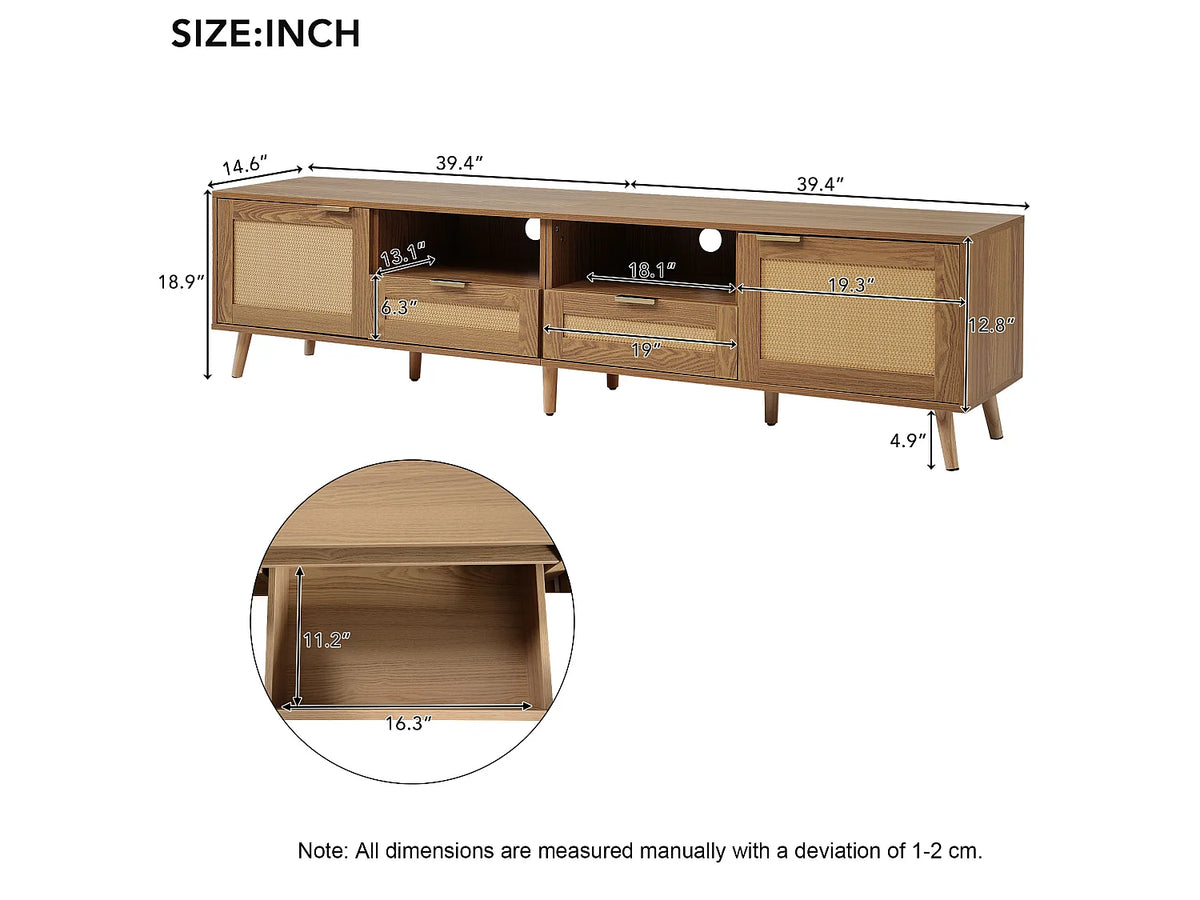 Meuble TV en Bois Moderne 200 cm 2 Portes - MODERNLUXE vue 5