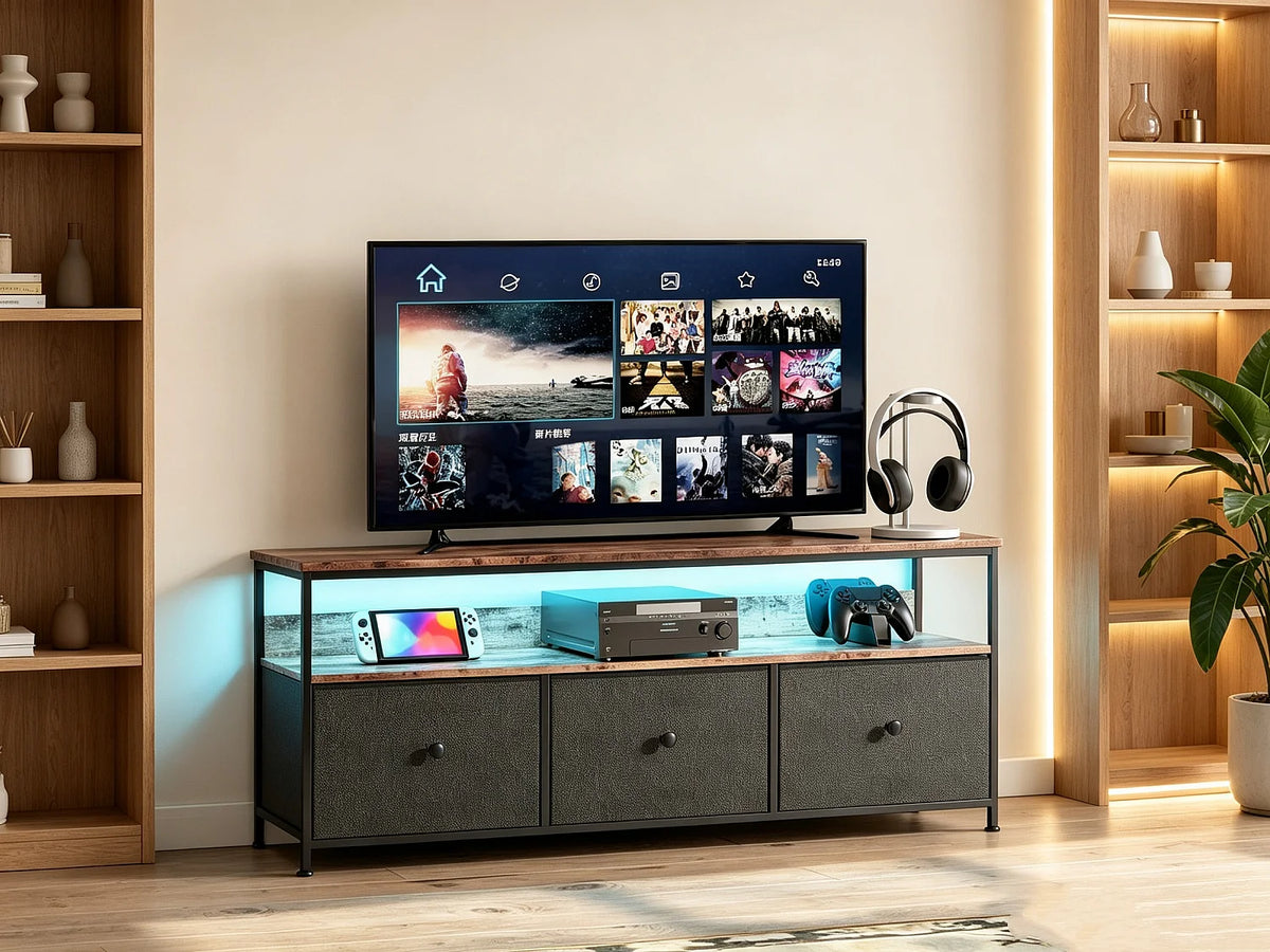 Meuble TV en Bois Noir - RIVIERA FR