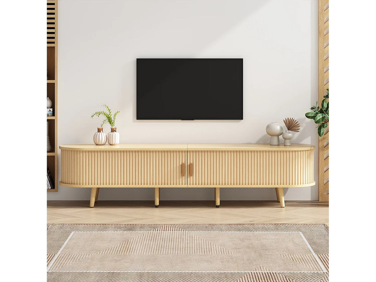 Meuble TV Bas en Bois 175 cm 2 Portes - MERAX vue 2