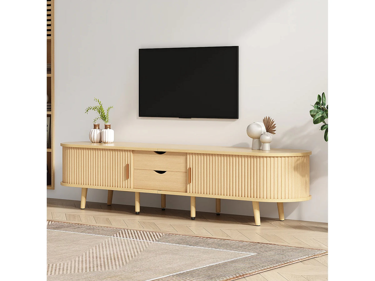Meuble TV Bas en Bois 175 cm 2 Portes - MERAX vue 3