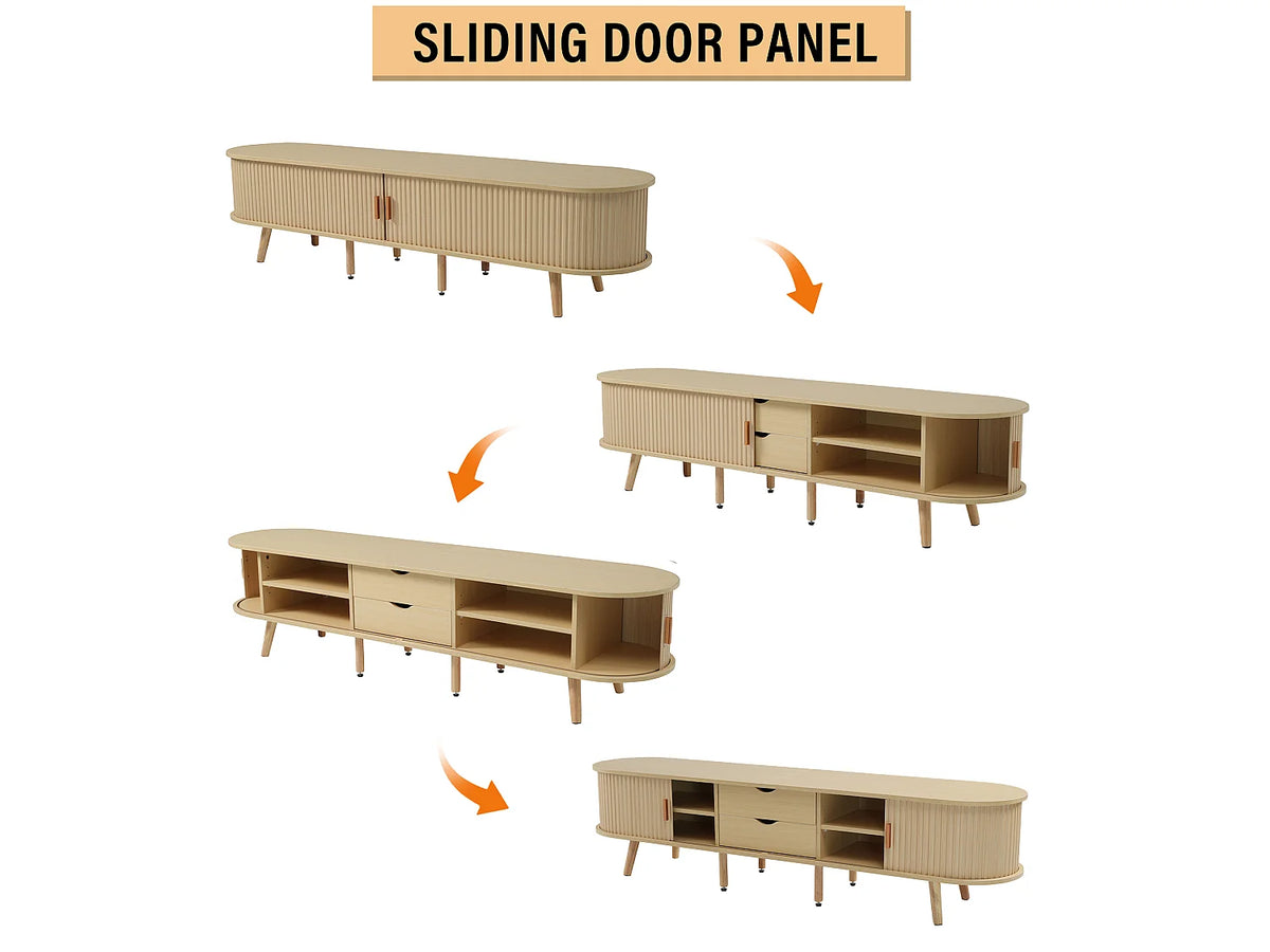 Meuble TV Bas en Bois 175 cm 2 Portes - MERAX vue 6