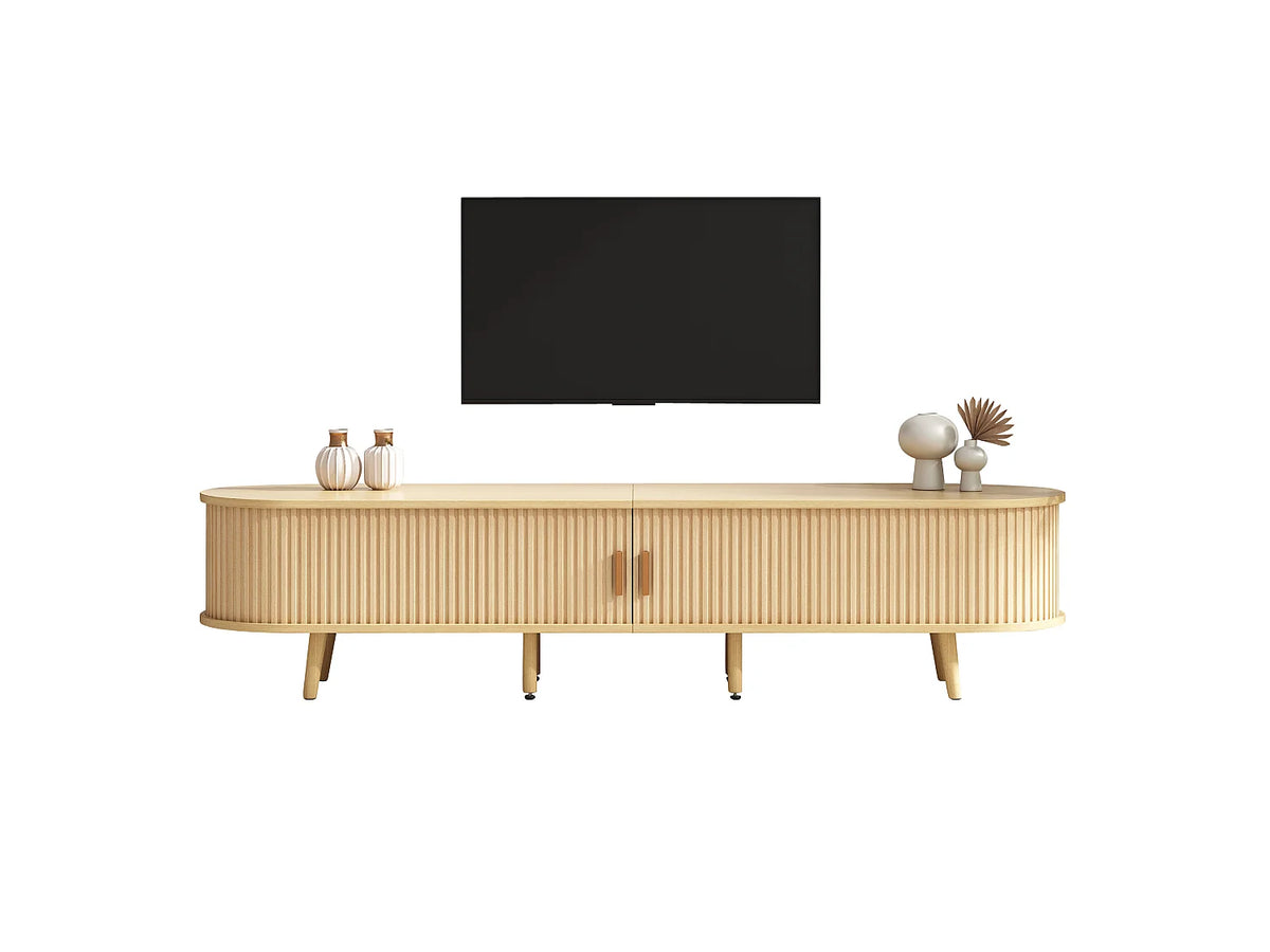Meuble TV Bas en Bois 175 cm 2 Portes - MERAX vue 9