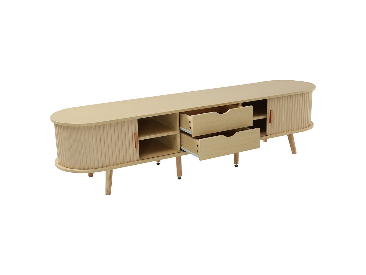 Meuble TV Bas en Bois 175 cm 2 Portes - MERAX vue 10
