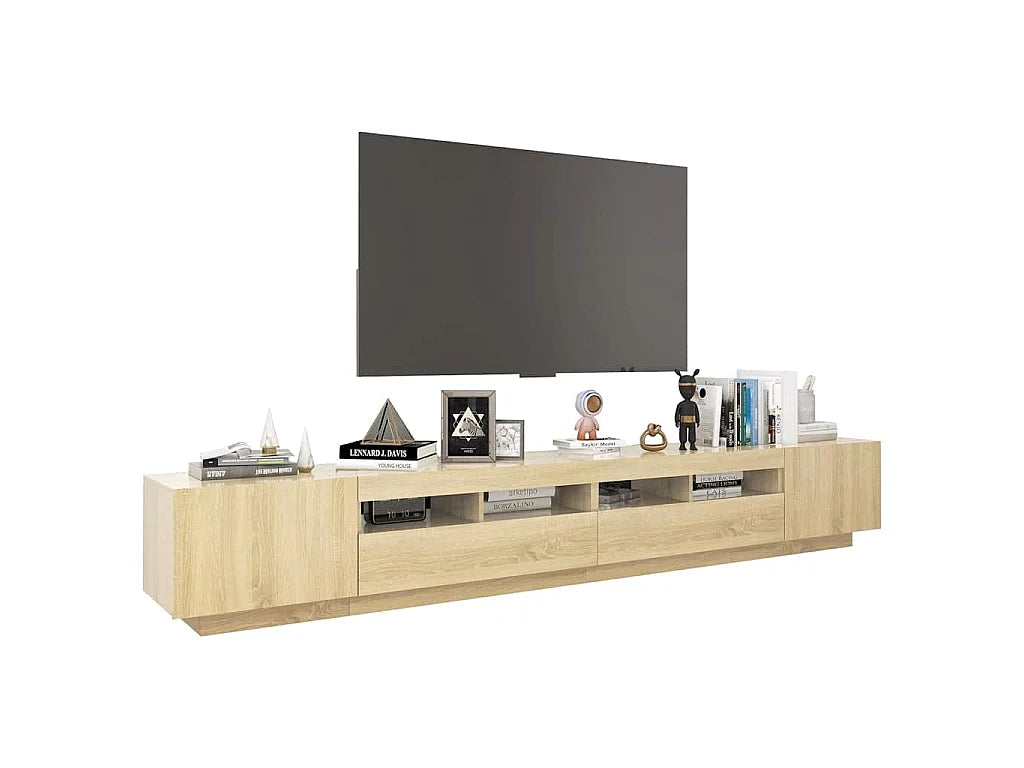 Meuble TV Effet Chêne Bois Clair 260 cm - VIDAXL vue 7