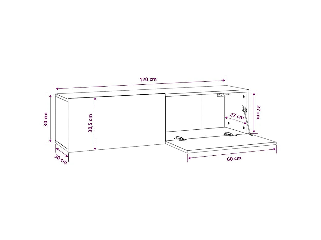 Meuble TV en Bois Blanc 120 cm - VIDAXL vue 9