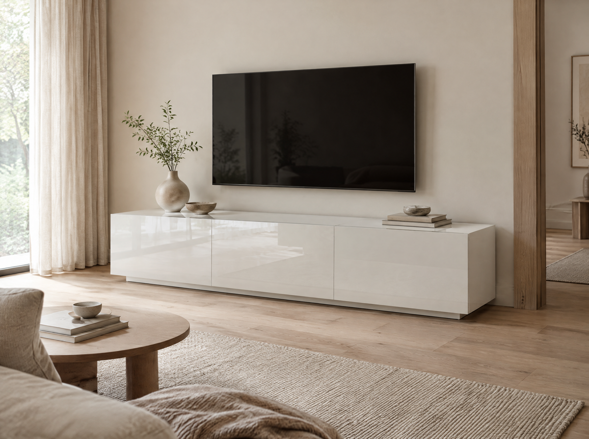 Meubles TV blanc laqué