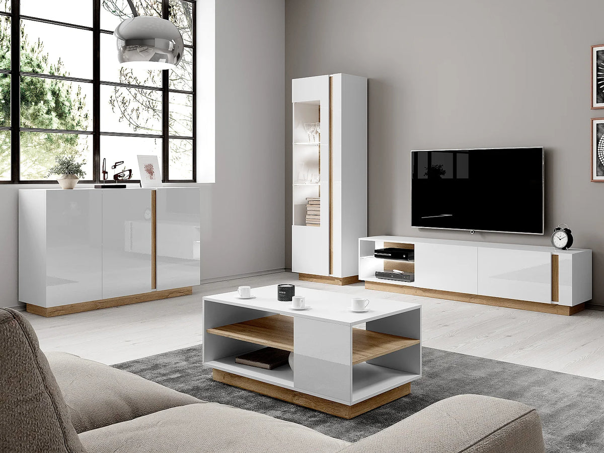 Meuble TV Effet Chêne Blanc - MURARI vue 6