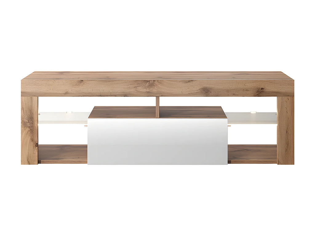 Meuble TV Effet Chêne Blanc - BIANKO vue 3