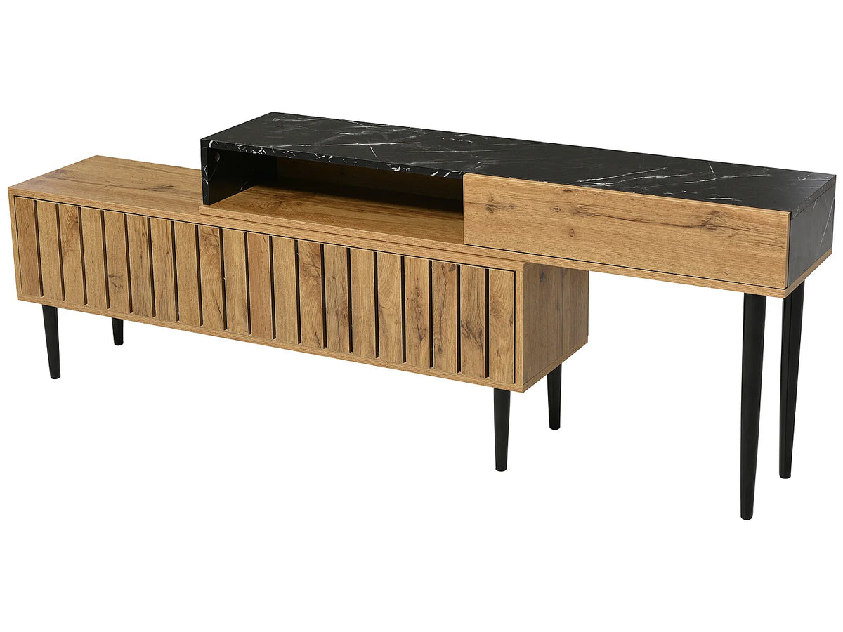 Meuble TV en Bois Noir 129 cm - MODERNLUXE vue 3