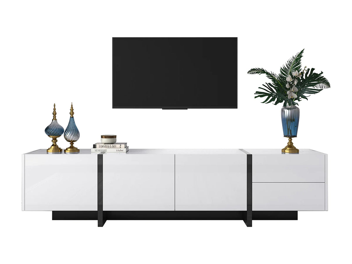 Meuble TV en Bois Blanc 190 cm - MODERNLUXE vue 4
