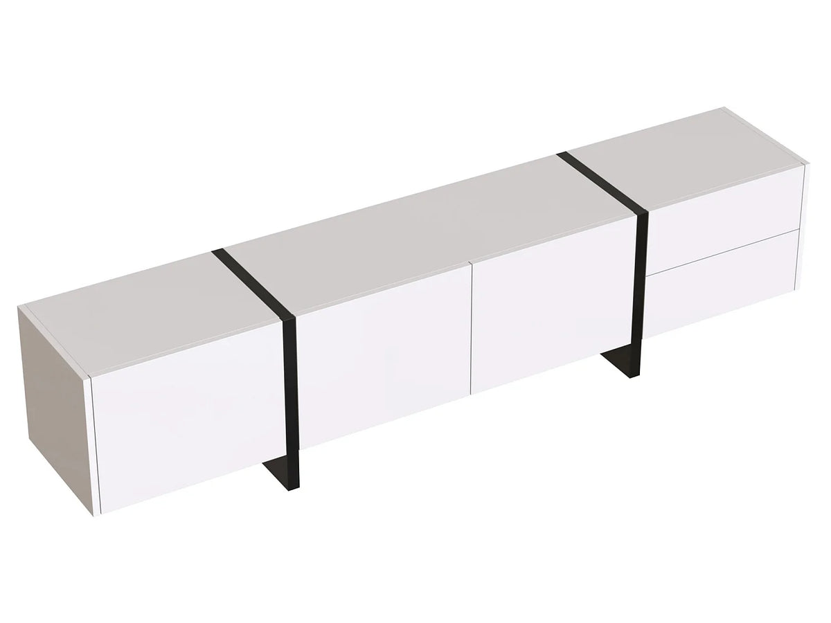 Meuble TV en Bois Blanc 190 cm - MODERNLUXE vue 7