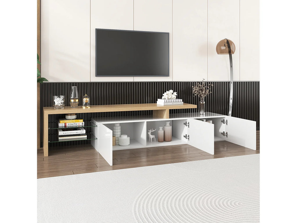 Meuble TV en Bois Blanc 198 cm - MODERNLUXE vue 2
