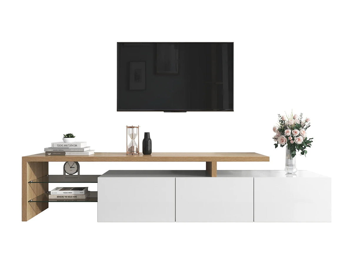 Meuble TV en Bois Blanc 198 cm - MODERNLUXE vue 3