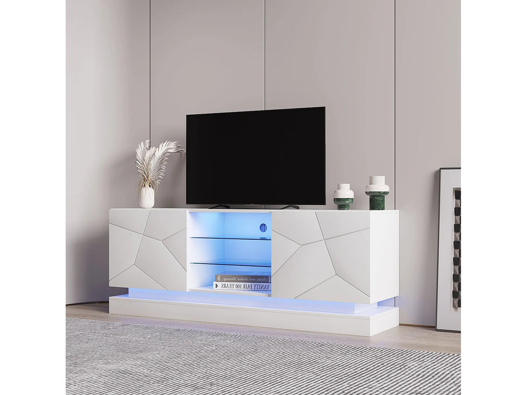 Meuble TV en Bois Blanc 160 cm - MERAX vue 2