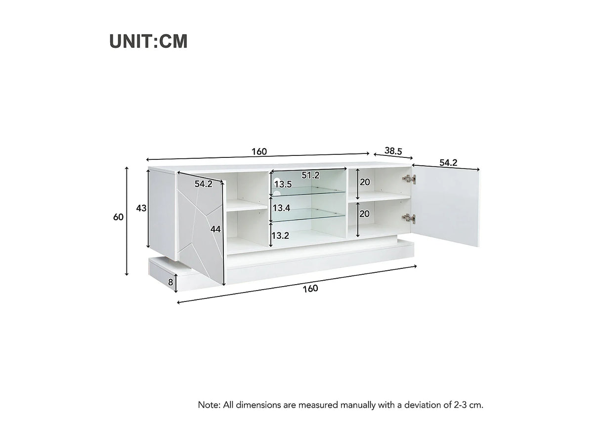 Meuble TV en Bois Blanc 160 cm - MERAX vue 5