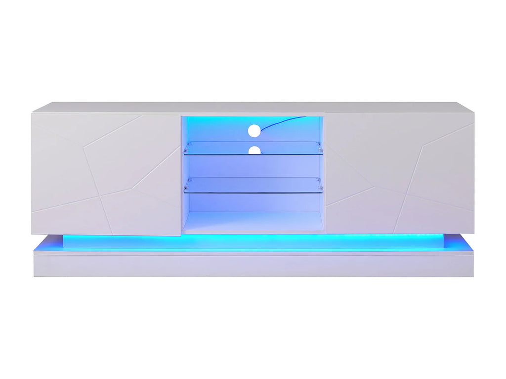 Meuble TV en Bois Blanc 160 cm - MERAX vue 6