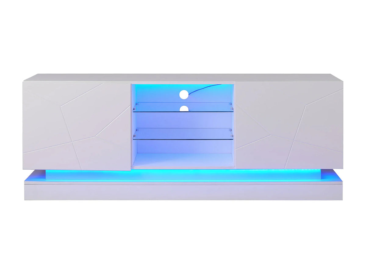 Meuble TV en Bois Blanc 160 cm - MERAX vue 6